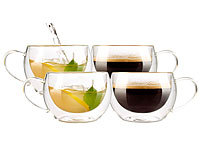 Cucina di Modena 4er-Set doppelwandige Kaffee & Tee-Gläser; Doppelwandige Becher-Gläser Doppelwandige Becher-Gläser Doppelwandige Becher-Gläser Doppelwandige Becher-Gläser 